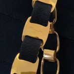 Salvatore Ferragamo Navy Canvas & Leather Shoulder Bag Photo 6