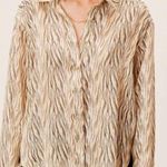 For Love & Lemons Josselyn Animal Print Soft Silky Button Shirt Size M Photo 0