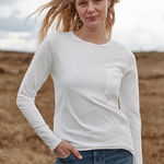 Garnet Hill Weekender Crewneck Long-Sleeve Tee White Size Small Photo 0