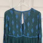 Free People  Diamond Embroidered Bell Sleeve Top in Dark Green Photo 9