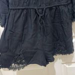 all about eve Black Long Bell Sleeve Wide Neck Crochet Detail Romper Size M Photo 3