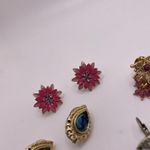 Lot Of 4 Pretty Pierced Costume Earrings Some Rhinestone One Pink Flower Pair Photo 1