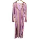 l*space L* Cassia Maxi Dress Boho Cover Up Size M/L Pink Striped Beach Caftan Photo 2
