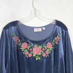 Quacker Factory Plus Size 3X Dress Blue Velvet Embroidered Rhinestone Midi 465 Photo 5