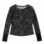 Knox Rose Black Paisley Print Waffle Knit Long Sleeve Top, Women’s Size M Photo 1