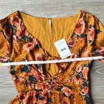 Free People NEW Morning Light Golden Yellow Print Long Sleeve Mini Dress Photo 12