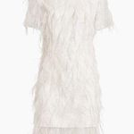 Milly NWT Rana Feather Shift Dress in White Size 8 Photo 0