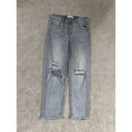 Risen Jeans Womens 7/28 High Rise Straight Hippie‎ Boho Distressed Light Stretch Blue Photo 2