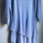 Komarov Ombre Dress with Scoop Beaded Neckline and Sheer Shoulders Tiered Large Blue Photo 1
