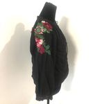 ZARA  Boho Black Green Red Embroidered Voluminous 3/4 Sleeve Peasant Blouse XS Photo 2
