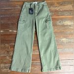 Paige NWT  Carly Cargo Wide Leg Jeans in Vintage Ivy Green ~ Size 25 💛🍄 Photo 8