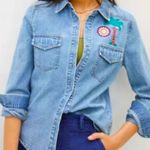 Anthropologie x Mare Mare embroidered light weight denim button down top Photo 7