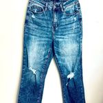 Judy Blue  Cropped Bootcut Jean Distressed Stretch High Rise Chewed Hem Boho 7/28 Photo 1