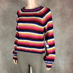 Crave fame Multi Color Striped Fluffy Sweater NWT Large Photo 3