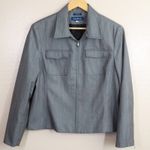 Evan Picone Evan-Picone Zip Front Workwear Jacket Womens S Gray Herringbone Pinstripe Y2K Photo 0