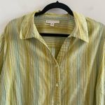 JM Collection  Multicolor Metallic Thread Striped Button Down Shirt Size 20W Photo 2