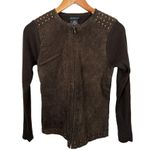 Vintage Y2K Escapade Sweater Full Zip Suede Brown Long Sleeve Womens Small Photo 3