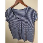 Columbia Womens Size L Top Activewear Blue White Striped V-neck Athletic Top Photo 1