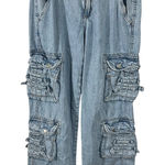 Vintage Garage Denim Cargo Jeans Womens Size 26 Light Wash Multi Photo 0