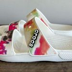 Crocs White Classic Tie Dye 2 Strap Unisex Sandal Size 9 or 7 Photo 0