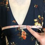 Xhilaration NWOT Navy Blue Floral Smocked Long Sleeve Dress Photo 5