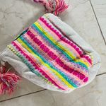 A&B Girls Neon Cotton Pouch Tote Crossbody White Photo 1