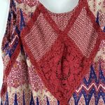 Umgee  Patchwork Boho Keyhole Ruffle Tunic Mini Dress Photo 2