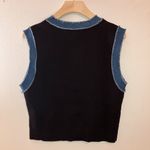 Anthropologie 🏷️NWT  NVLT Denim Trim Button Down Vneck Sweater Vest Flower Button Photo 4