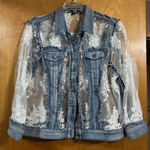 A.Z.I lace denim jean jacket size large Blue Photo 0