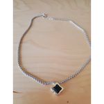 David Yurman Onyx Quatrefoil Sterling Silver & Gold Pendant Necklace 16in Photo 2