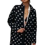 Anthropologie NWT  Field & Flower Polka Dot Wool Sweater Coat Black Petite Medium Photo 0