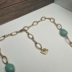 Swavorski Swarovski Crystal Blue Bead & Enamel Necklace Gold Tone (Swan Signed) Photo 5