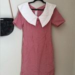 Handmade Red Plaid Large Collar Dress Green Size 8 Photo 0