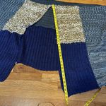 World Market Colorblock Knit Blue Gray Brown Crochet Poncho Shrug Cardigan Size undefined Photo 4