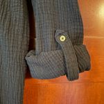 Anne Klein Black Textured Gauze Button Up Top Photo 1