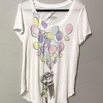 Disney  Up Balloon Print Short Sleeve Tee Shirt Womens Small White Colorful Print Photo 0