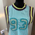 Free People  Bali 90's Baby Tee Tank Top Jersey Crochet Detail Retro Blue S Photo 2