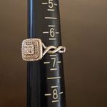 Vintage Sterling Silver 925 Square Double Halo Diamond Cluster Ring | Size 6.5 Photo 5