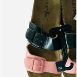 Just Be NWT Woman’s  Dual-Tone Sandals in Black and Pink With Adjustable Buckle Photo 1