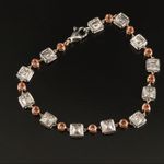 STERLING SILVER & GENUINE DIAMOND SQUARES & CIRCLES JWBR TENNIS BRACELET Photo 3