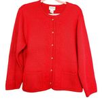 Vintage Crystal Kobe Christmas Sweater Cardigan Embroidered Floral Gold Buttons Red Size M Photo 0