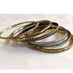 Source Unknown VTG Snazzy 6 Mixed Metal/Design/Crystal Gold/Silver Tone 5" Stackablel Bracelets Photo 1