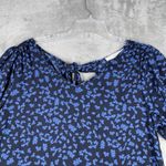 Lush Clothing Lush Shirt Medium Blue Micro Floral Flower Michelle Tie Back Blouse Boho Peasant Photo 3