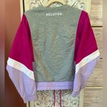 Peloton Chic Fabric Mix Long Sleeve Pullover, logo, color block, retro vibes MED Photo 3
