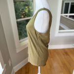 Loft Olive Green Crochet Detail Scoop Neck Curved Hem Tank Top Cotton Size XS Photo 2