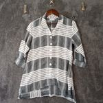 Habitat  Black and White Striped Button Up Blouse Linen Vacation Size XS Photo 2