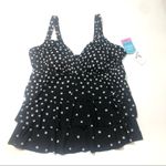 Swim Solution Polka Dot Tiered Tankini Swim top Size 18W Photo 3