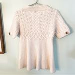 Classiques Entier Classiques Enrier Size Small Cream Mohair Wool Cable Knit Short Sleeve Button Photo 4