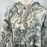 JM Collection JM Active ivory and green paisley print soft brushed hoodie size medium NWT Photo 2