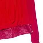 Windsor Sheer Red Top With Leather Trim Waist And Collar NWT Large Photo 3